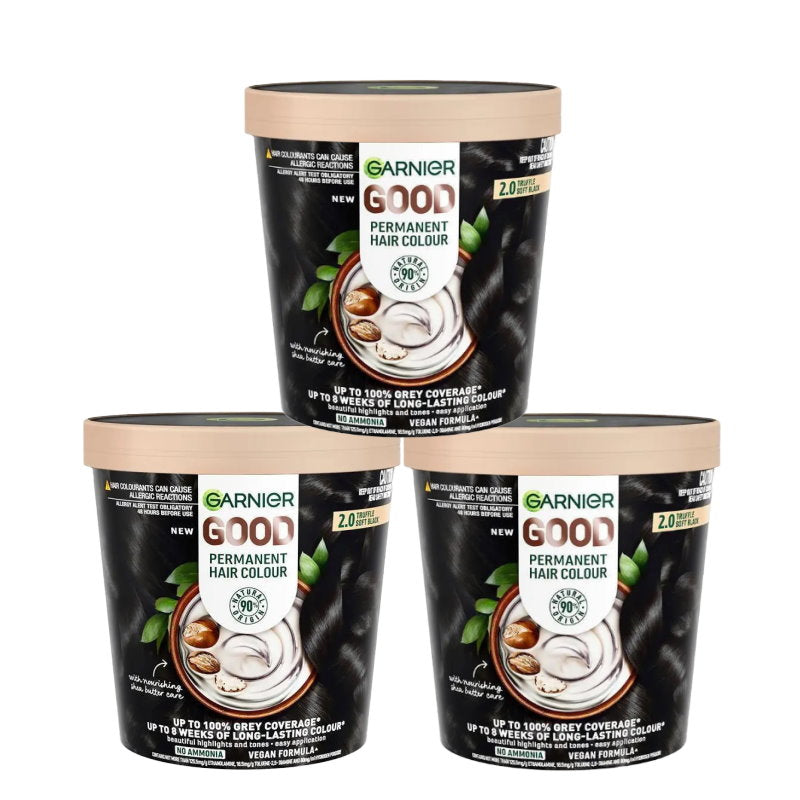 3x Garnier Good Permanent Hair Colour 2.0 Truffle Soft Black
