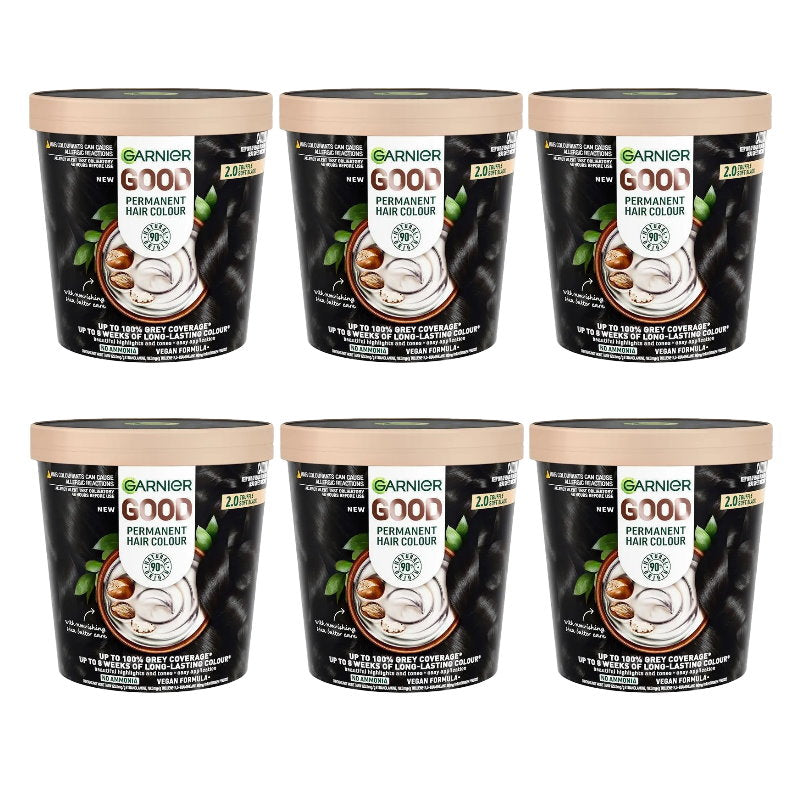 6x Garnier Good Permanent Hair Colour 2.0 Truffle Soft Black