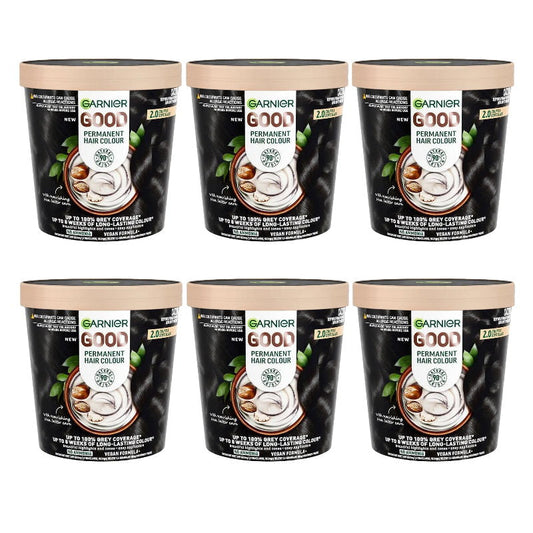 6x Garnier Good Permanent Hair Colour 2.0 Truffle Soft Black