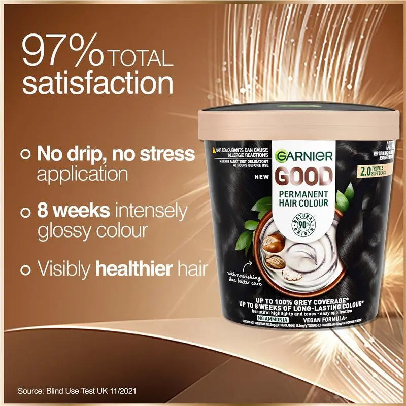12x Garnier Good Permanent Hair Colour 2.0 Truffle Soft Black