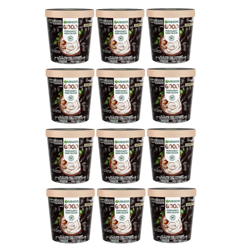 12x Garnier Good Permanent Hair Colour 3.0 Dark Chocolate Brown