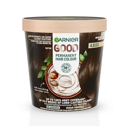 3x Garnier Good Permanent Hair Colour 4.0 Cacao Brown