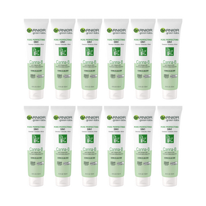 12x Garnier Green Labs Pore Perfecting 3 in 1 Cleanse Exfoliate Mask Canna B 130ml