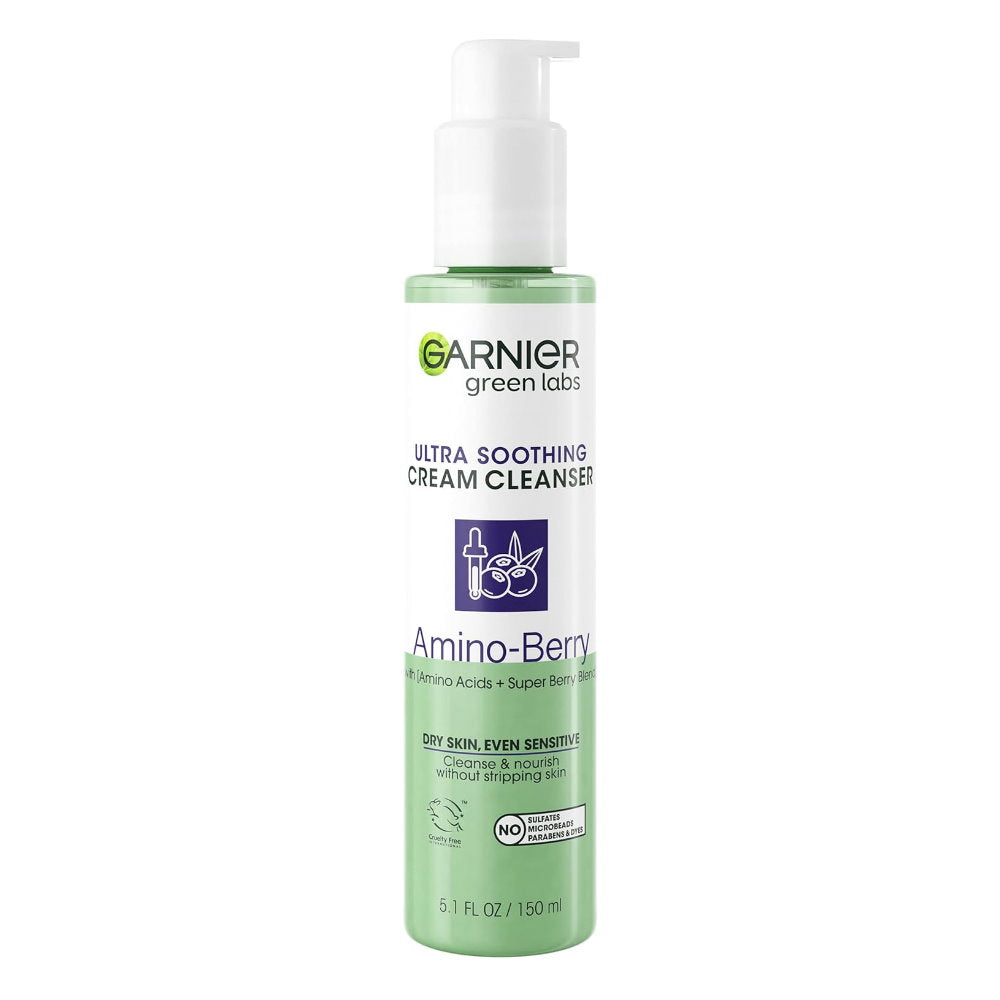 3x Garnier Green Labs Ultra Soothing Cream Cleanser Amino Berry 150ml