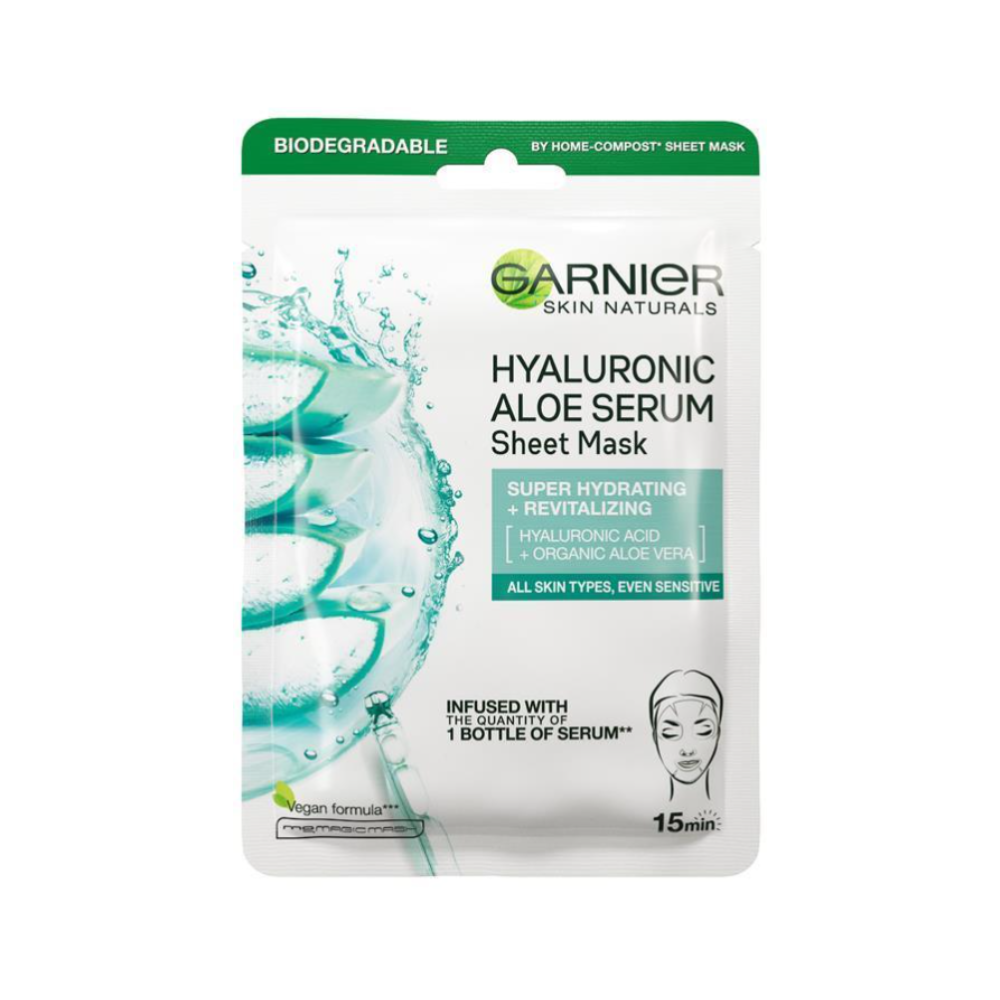 10x Garnier Hydra Bomb Hyaluronic Aloe Vera Serum Sheet Mask 1 x 28g