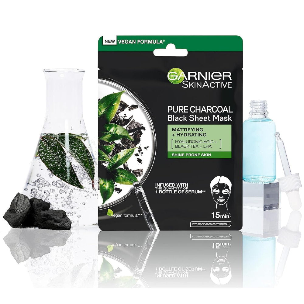 5x Garnier Pure Charcoal Tissue Face Masks 28g