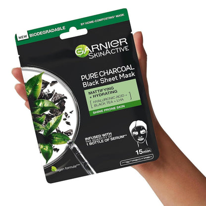 10x Garnier Pure Charcoal Tissue Face Masks 28g