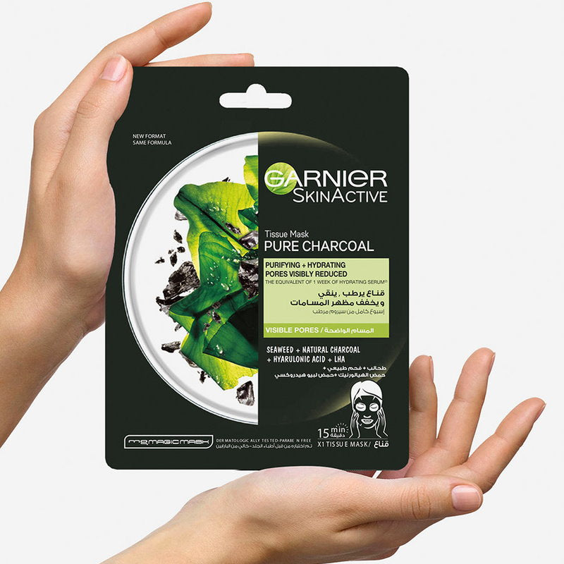 5x Garnier Pure Charcoal Tissue Face Masks 28g