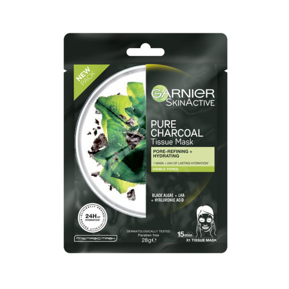 10x Garnier Pure Charcoal Tissue Face Masks 28g