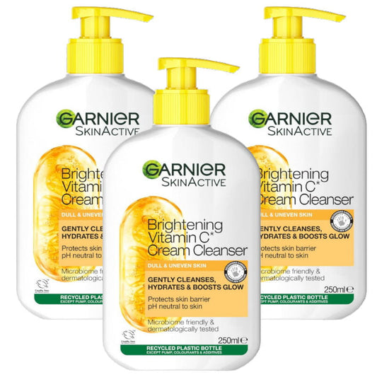 3x Garnier Brightening Vitamin C Cream Cleanser 250ml