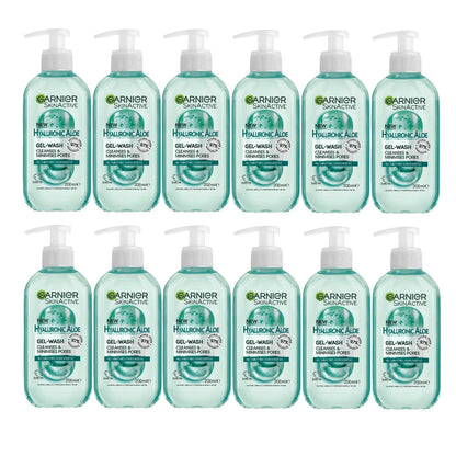12x Garnier Skin Active Hyaluronic Aloe Gel Cleanser 200ml