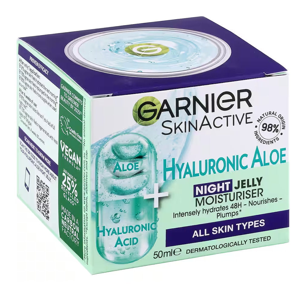 3x Garnier Skin Active Hyaluronic Aloe Hydrating Night Jelly Moisturiser 50ml