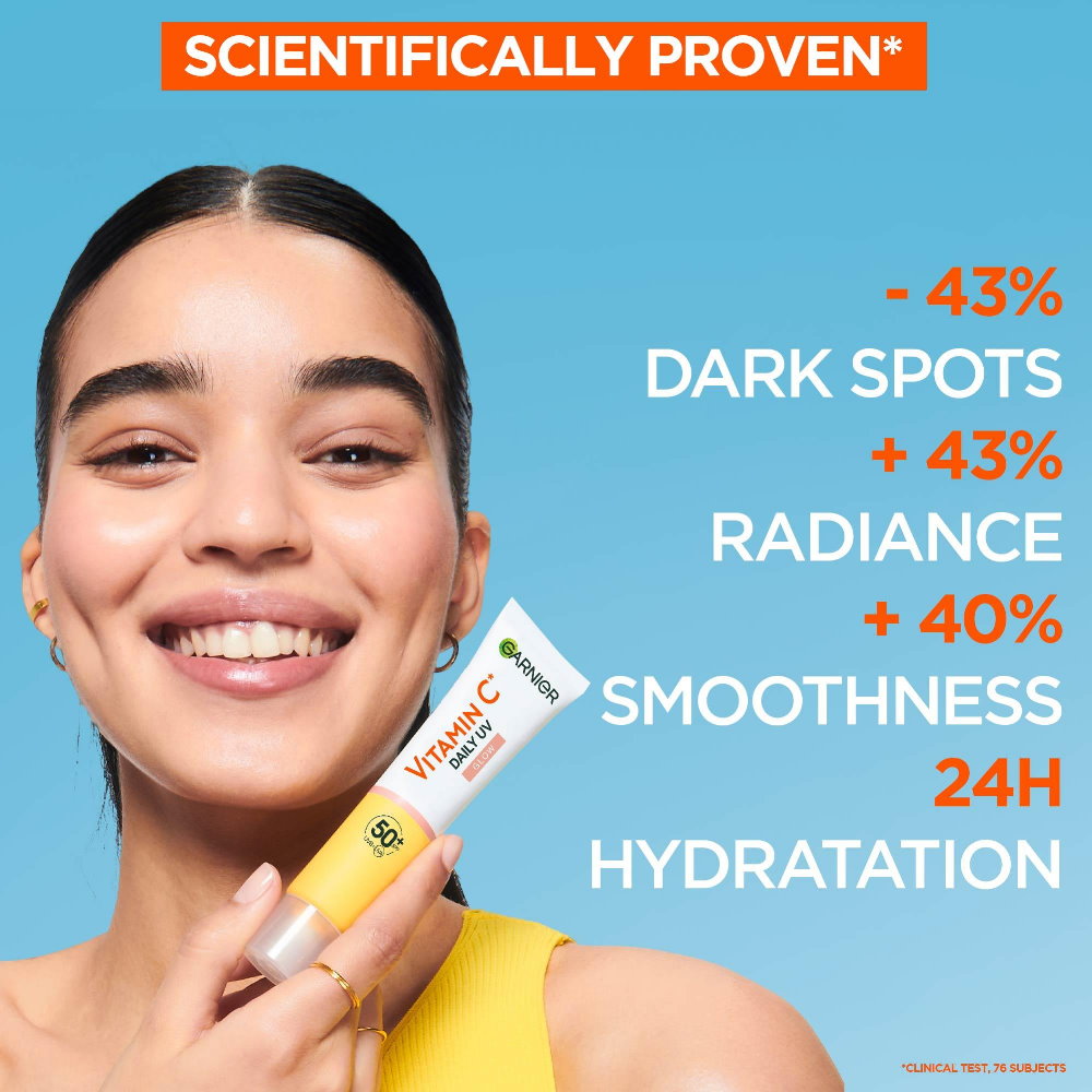 6x Garnier Vitamin C Glow Daily Tinted Even Tone Fluid SPF50+ 40ml