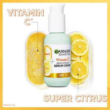 12x Garnier Skin Active Vitamin C 2 in 1 Brightening Serum Cream SPF15 50ml