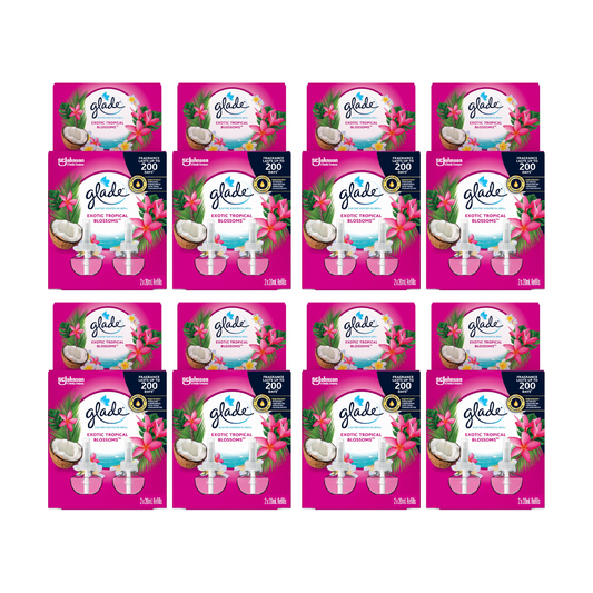 8x Glade Aromatherapy Electric Scented Oil Refill Exotic Tropical Blossoms 2 x 20ml