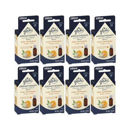 8x Glade Aromatherapy Essential Oil Refill Orange and Neroli 20ml