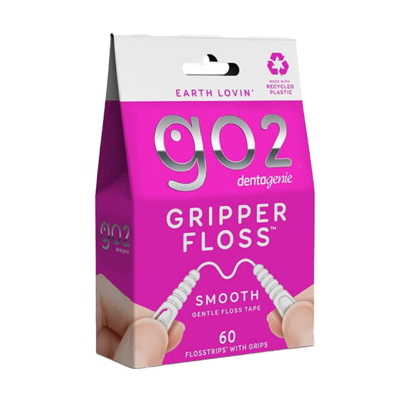 6x Go2 Dentagenie Gripper Smooth Dental Floss - 60 Flosstrips with Grips