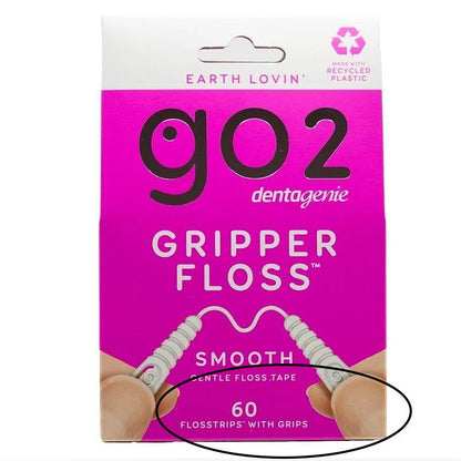 6x Go2 Dentagenie Gripper Smooth Dental Floss - 60 Flosstrips with Grips