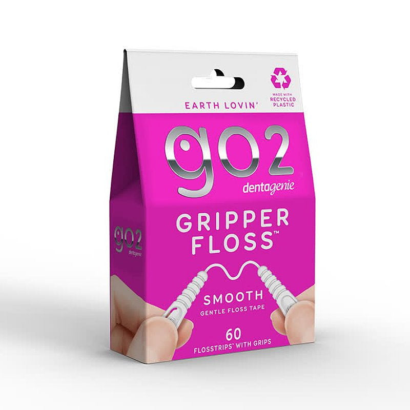 6x Go2 Dentagenie Gripper Smooth Dental Floss - 60 Flosstrips with Grips