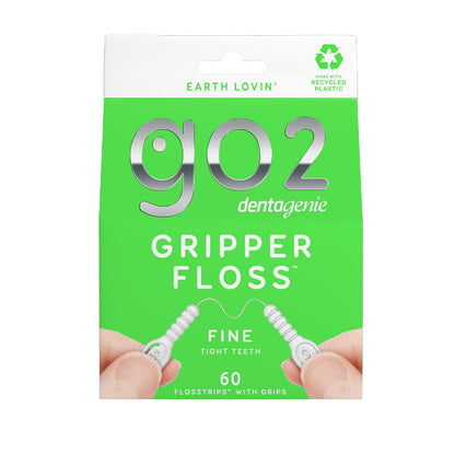 6x Go2 Dentagenie Gripper Dental Floss Fine - 60 Flosstrips with Grips
