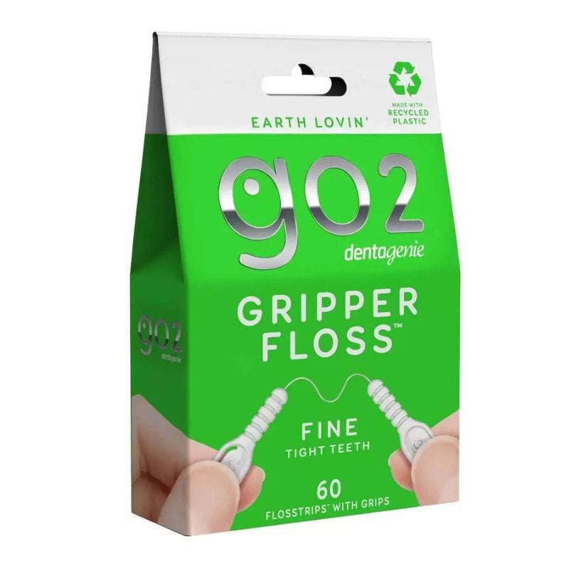6x Go2 Dentagenie Gripper Dental Floss Fine - 60 Flosstrips with Grips