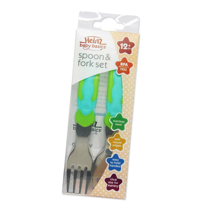Heinz Baby Basics Spoon and Fork Set 12m+ Green and Blue