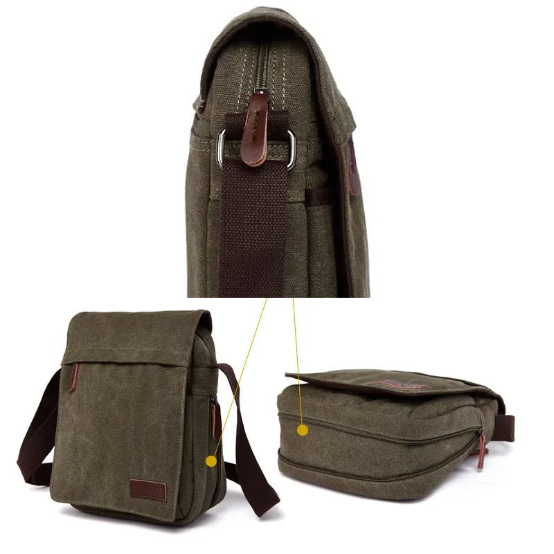 OSKA Men's Casual Canvas Shoulder Bag - Coffee