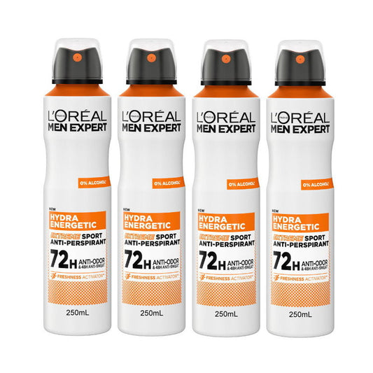 4x LOreal Men Expert Hydra Energetic Extreme Sport Anti Perspirant Deodorant 250ml