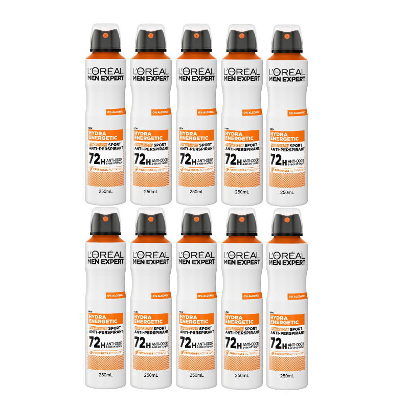 10x LOreal Men Expert Hydra Energetic Extreme Sport Anti Perspirant Deodorant 250ml