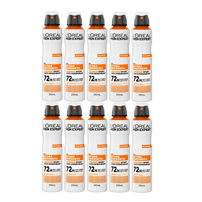 10x LOreal Men Expert Hydra Energetic Extreme Sport Anti Perspirant Deodorant 250ml