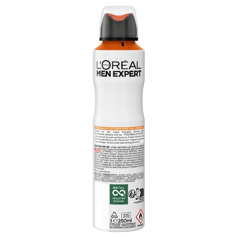 10x LOreal Men Expert Hydra Energetic Extreme Sport Anti Perspirant Deodorant 250ml