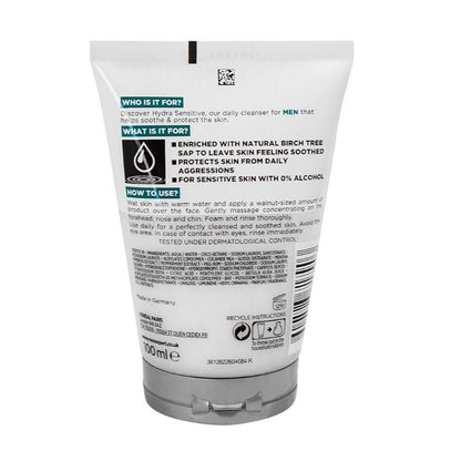 3x L'Oreal Paris Men Expert Hydra Sensitive Soothing Face Wash For Men 100ml