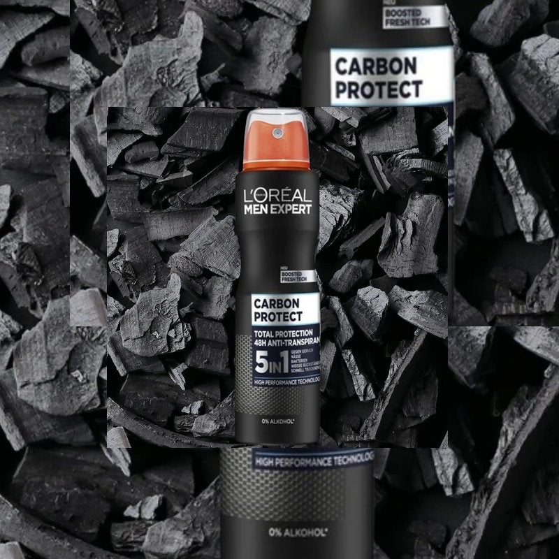6x LOreal Paris Men Expert Carbon Protect 5-in-1 Deodorant 250ml