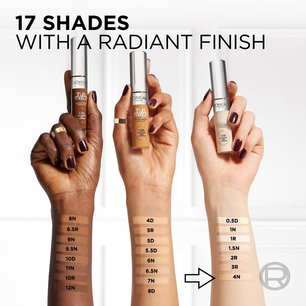 6x L'Oreal Paris True Match Radiant Serum Concealer 11ml 4N Light Medium