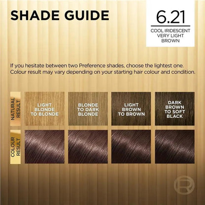 L'Oreal Paris Preference Permanent Hair Colour 6.21 Zurich Cool Iridescent Light Brown