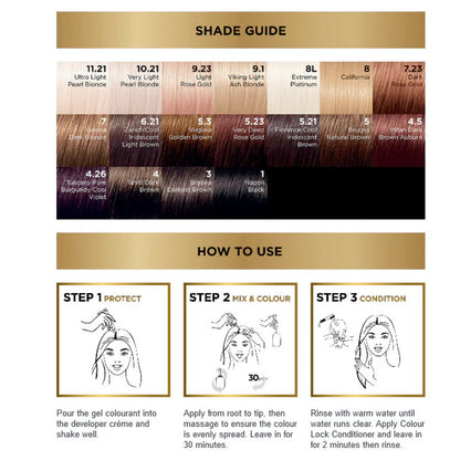 3x L'Oreal Paris Preference Permanent Hair Colour 6.21 Zurich Cool Iridescent Light Brown