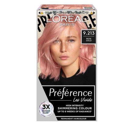 3x LOreal Paris Preference Vivids Permanent Hair Colour 9.213 Rose Gold