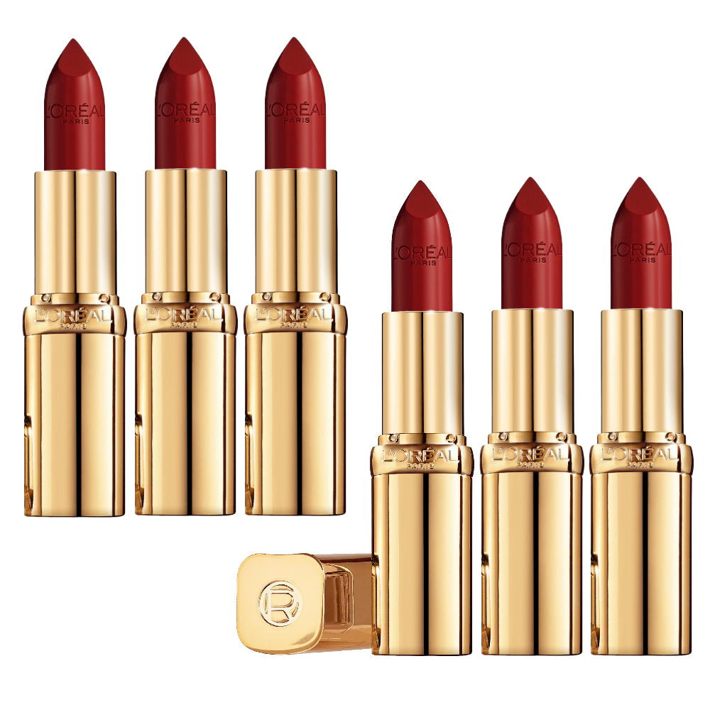 6x L'Oreal  Paris Color Riche Satin Lipstick 124 S'il Vous Plait