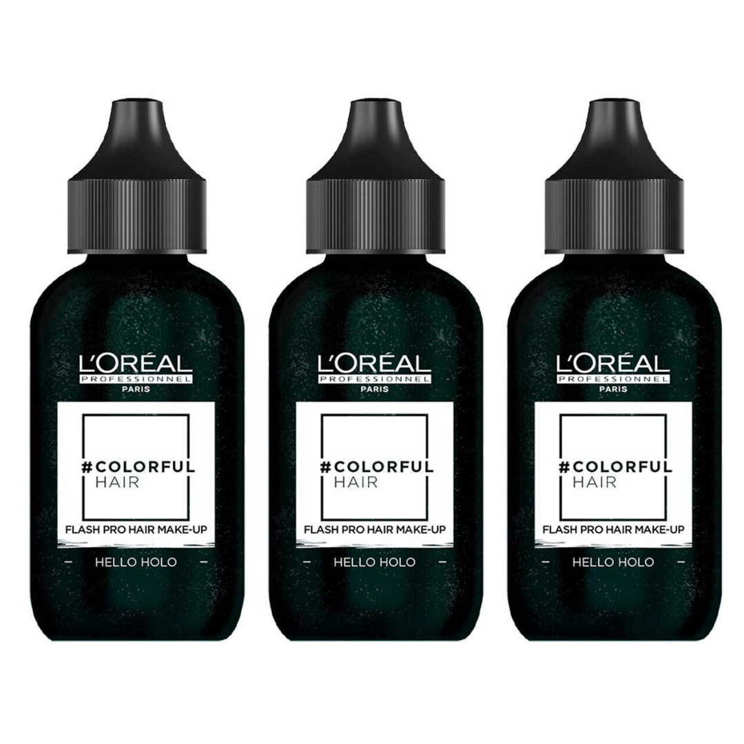 Buy 3 x L'Oreal Colorful Hair Flash Pro Hair Make Up 60mL Hello Holo - Makeup Warehouse 