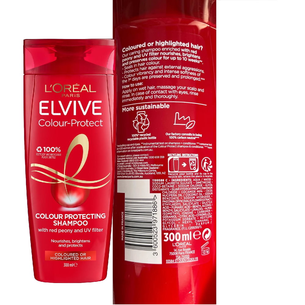 6x L'Oreal Paris Elvive Colour Protect Shampoo 300ml
