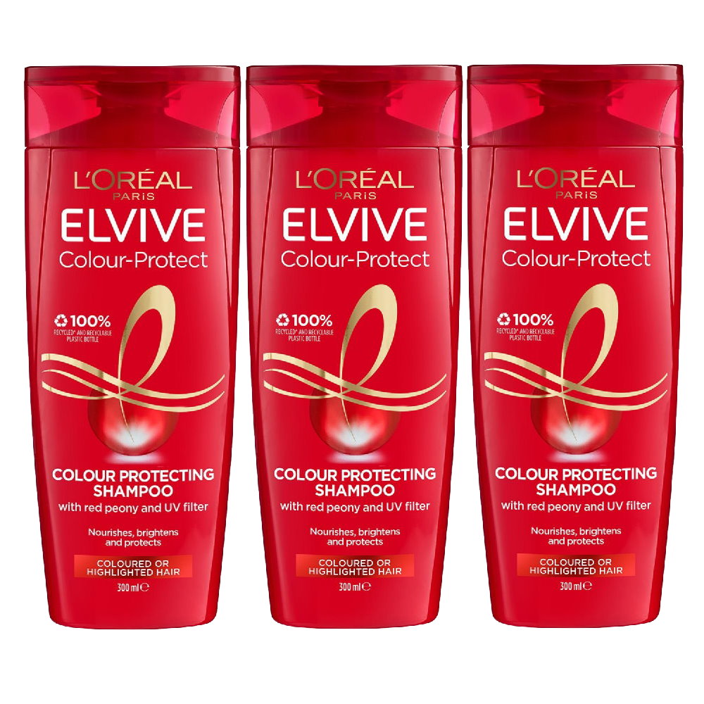 3x L'Oreal Paris Elvive Colour Protect Shampoo 300ml