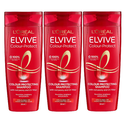3x L'Oreal Paris Elvive Colour Protect Shampoo 300ml
