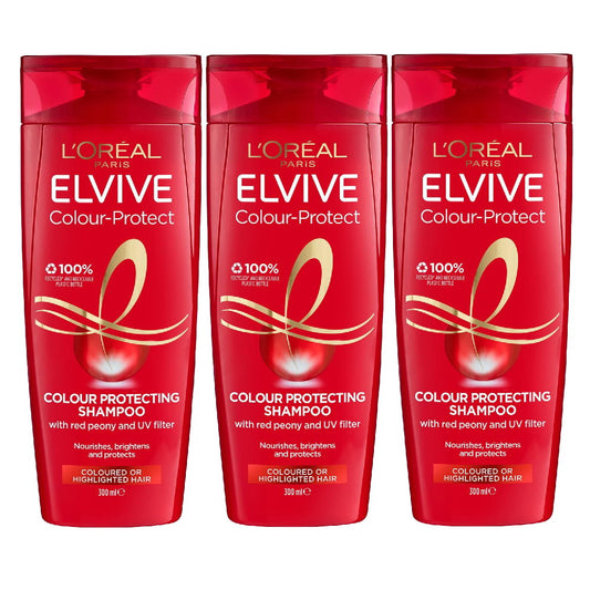 3x L'Oreal Paris Elvive Colour Protect Shampoo 300ml