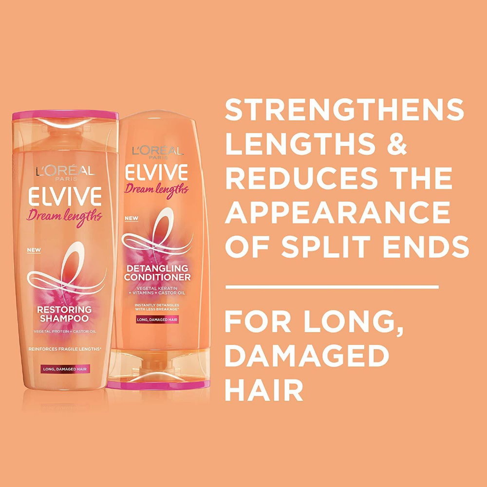 2pk L'Oreal Paris Elvive Dream Lengths Detangling Shampoo and Conditioner Set 300mL