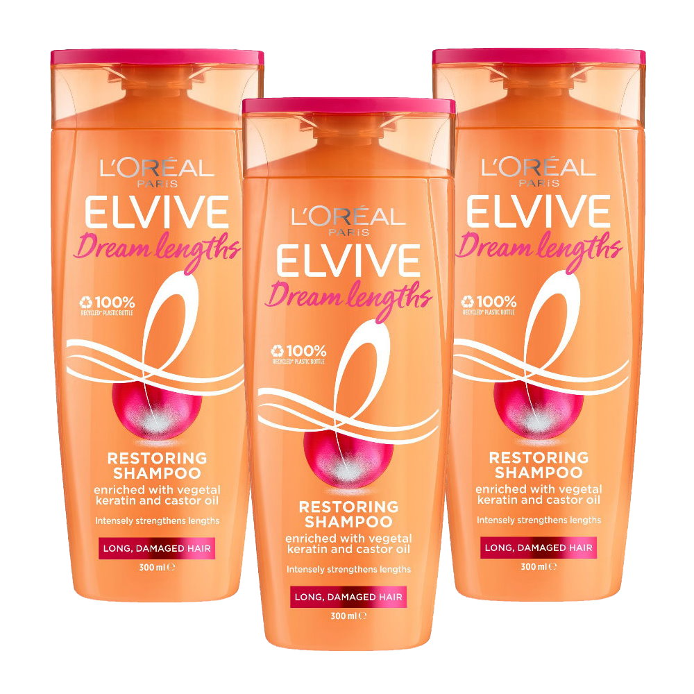 3x L'Oreal Paris Elvive Dream Long Shampoo 300ml