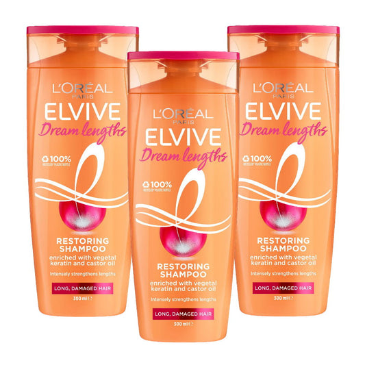 3x L'Oreal Paris Elvive Dream Long Shampoo 300ml