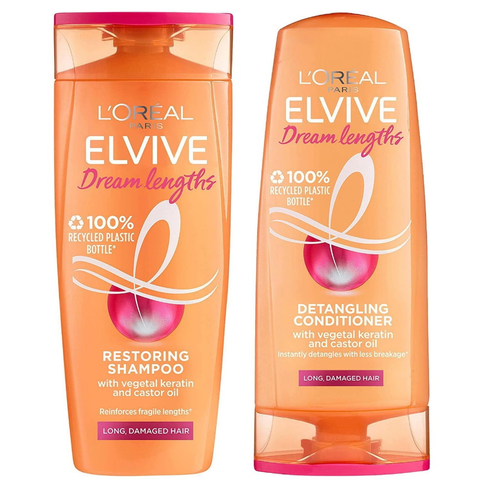 2pk L'Oreal Paris Elvive Dream Lengths Detangling Shampoo and Conditioner Set 300mL