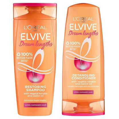 2pk L'Oreal Paris Elvive Dream Lengths Detangling Shampoo and Conditioner Set 300mL