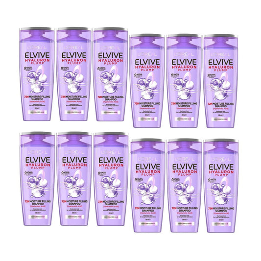 12x L'Oreal Paris Hyaluron Plump Shampoo Dehydrated Hair 300ml