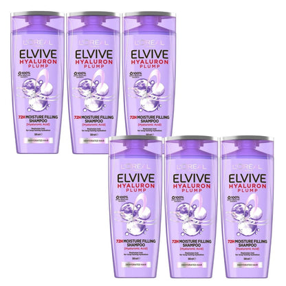 6x L'Oreal Paris Hyaluron Plump Shampoo Dehydrated Hair 300ml
